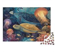 Puzzle molto divertente e stimolante del mondo sottomarino della vita marina, decorazione per la casa, 300 pezzi (40x28 cm)
