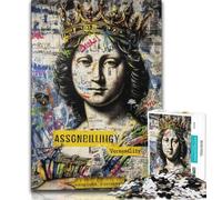 Puzzle Mona Lisa Graffiti per adulti e ragazzi, 1000 pezzi, aiuta il cervello ad allenarsi, giocattoli avvincenti per coltivare la pazienza, ottimo regalo (38x26cm)