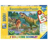 Puzzle mondo preistorico dei dinosauri XXL 100 pezzi + album da colorare RAVENSBURGER