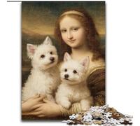 Puzzle Monna Lisa e il cane, 1000 pezzi, per adolescenti, adatto dai 14 anni in su, decorazione da parete giocattolo, regalo di compleanno (50x75cm)