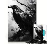 Puzzle monocromatico "Il Corvo" per adulti, 1000 pezzi, gioco stimolante per la mente, calma e creatività, pezzo da collezione 38x26cm