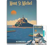 Puzzle Mont Saint Michel per adolescenti 1000 pezzi, giocattoli educativi per l'apprendimento, giochi per famiglie, migliorano l'amore tra coppie, 26x38cm