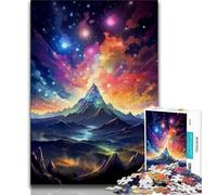 Puzzle Montagna con Stelle Colorate Puzzle per Adolescenti 1000 Pezzi, Antistress Sfida Difficile Migliora l'Amore tra Coppie 75x50cm