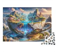 Puzzle Montagna Tazze Tè 1000 pezzi Carta Riciclata Mondo Sognato per Adulti Estremamente Difficile Aiuto Demenza Senile 38x26cm