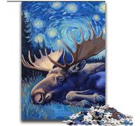 Puzzle Moose Night Sky da 2000 pezzi per adulti, regali, giochi educativi fai da te, giocattoli con poster abbinato e foglio di quiz per età 14+ (70x100cm)
