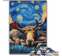 Puzzle "Moose Night Sky" per adolescenti, 2000 pezzi, giochi rilassanti che migliorano l'amore tra coppie per bambini dai 14 anni (70x100cm)