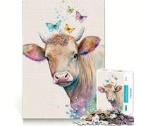Puzzle "Mucca dolce con farfalle" per ragazzi, 1000 pezzi, stimola la memoria, ideale per il tempo libero, con bordi puliti e un regalo delizioso 38x26cm