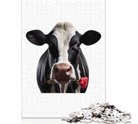 Puzzle Mucca Rosa Rossa Premium 100% Carta Riciclata Rettangolare per Donne e Uomini, 1000 Pezzi (75x50cm)