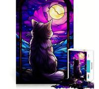 Puzzle Munckhin con gatto e vetrata artistica, 1000 pezzi, gioco di logica stimolante, divertimento condiviso, bordi trasparenti, regalo perfetto (38x52cm)