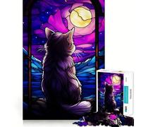 Puzzle Munckhin con gatto e vetrata artistica, 1000 pezzi, per ragazzi Giocattolo rilassante e divertente, opera d'arte da collezione (50x75cm)