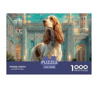 Puzzle Murale Carta Riciclata 1000 Pezzi - Spaniel nelle Vecchie Rovine, Gioco Difficile Arredamento Domestico 52x38cm