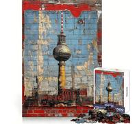 Puzzle murale della Torre della TV di Berlino per ragazzi, 1000 pezzi, esercizio cognitivo, svago e piacere, bordi non taglienti, regalo di Natale artistico (38x26cm)
