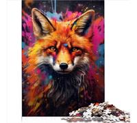 Puzzle muro con volpe e graffiti splatter | Puzzle Puzzle 1000 pezzi adulti Cartone premium Adatto adulti e bambini dai 12 anni in su Ottimo regalo adulti （26x38 cm）