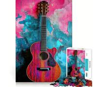 Puzzle musicale con chitarra rosa e blu, 1000 pezzi, per adulti Un gioco divertente e stimolante da fare insieme Taglio preciso Espositore artistico (38x52cm)