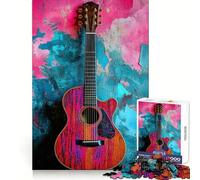 Puzzle musicale con chitarra rosa e blu, 1000 pezzi, per adulti Un gioco divertente e stimolante da fare insieme Taglio preciso Espositore artistico (38x52cm)