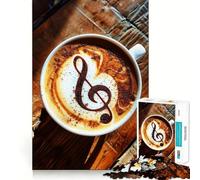 Puzzle musicale da 1000 pezzi a tema caffè per ragazzi, gioco di logica e abilità, divertimento condiviso, taglio preciso, decorazione da parete (38x52cm)