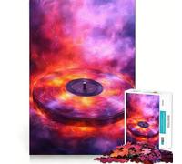 Puzzle musicale "Disco in vinile in fiamme" con 1000 pezzi,gioco interattivo Think Boost,incastro perfetto,nessun pezzo si stacca,sfida cerebrale per la casa (50x75cm)