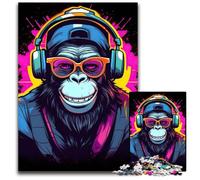 Puzzle musicale Monkey Dj da 1000 pezzi per adulti, in cartone, per attività in famiglia, rompicapo, decorazioni per la casa, regalo di Natale, 26X38CM/10,23x14,96 pollici.