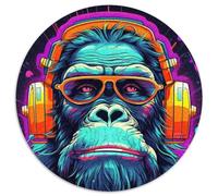 Puzzle musicale Monkey Dj da 1000 pezzi per adulti, puzzle rotondo da 1000 pezzi, divertente per la famiglia, perfetto per compleanni e feste, 67,5x67,5 cm.