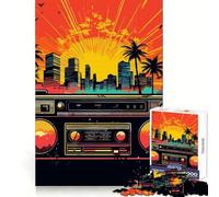 Puzzle musicale Synthwave da 1000 pezzi per adolescenti, rompicapo per la mente, antistress, arte da assemblare, regalo di alta qualità (38x26cm)