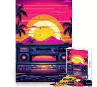 Puzzle musicale Synthwave per adolescenti, 1000 pezzi, rompicapo, antistress, taglio premium, (50x75cm)
