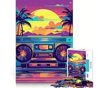 Puzzle musicale Synthwave per adulti, 1000 pezzi, gioco di abilità mentale, assemblaggio lento, regalo perfetto (38x52cm)