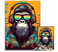 Puzzle musicali Monkey Dj da 1000 pezzi per adulti, puzzle difficili per adulti, attività divertenti da fare a casa, regalo di compleanno, regali da viaggio, 26x38cm/10,23x14,96 pollici