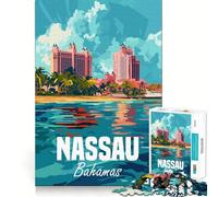 Puzzle Nassau Bahamas per adulti, 1000 pezzi, gioco per esercizi mentali, relax, design, assemblaggio, (38x52cm)