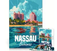 Puzzle Nassau Bahamas per adulti, 1000 pezzi, gioco per esercizi mentali, relax, design, assemblaggio, (38x52cm)