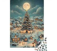Puzzle Natale Lunare Piazza del Paese, 1000 Pezzi Carta Riciclata per Adulti e Oltre 12 Anni, Gioco Educativo Rilassante 70x50cm/1000pcs