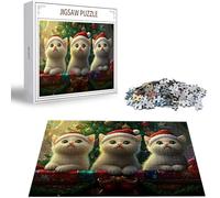 Puzzle Natale Puzzle 1500 Pezzi Jigsaw Adulti DIY Classici Gioco, Puzzles a Forma di Gatto, Rilassamento e Intelligence per Ragazzi da 14 Anni 87x57cm/1500 pcs con Scatola Regalo in Legno H-4819
