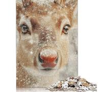 Puzzle natalizi da 1000 pezzi raffigurante un cervo nella neve, per adulti, regalo di Halloween, puzzle per adulti, decorazioni e regali unici per la casa (75x50 cm)