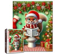 Puzzle natalizio a forma di scoiattolo, 1000 pezzi, per adulti, divertente animale sul WC, puzzle impegnativo, colorato, fai da te, decorazione per la casa, regalo di Natale per adulti e famiglie, 50