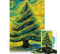 Puzzle natalizio "Albero nella notte stellata" da 1000 pezzi per adulti, gioco di sfida per la mente, gioco di gruppo, ritaglio chiaro, regalo perfetto 50x75cm