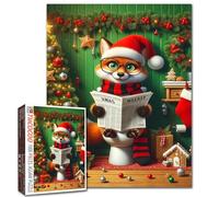 Puzzle natalizio con volpe, 1000 pezzi, per adulti, divertente animale sul WC, puzzle impegnativo per giochi al coperto, colorato, fai da te, decorazione per la casa, regalo di Natale per adulti e