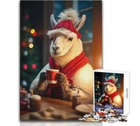 Puzzle natalizio da 1000 pezzi a tema Llama Coffee per adolescenti, gioco divertente per imparare e stimolare la mente, regalo perfetto per le feste, dimensioni 50x75cm