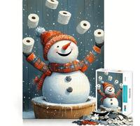 Puzzle natalizio da 1000 pezzi con pupazzo di neve e carta igienica, ideale per ragazzi, gioco di logica, relax e divertimento, taglio preciso, regalo artistico (50x75cm)