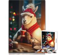 Puzzle natalizio da 1000 pezzi Llama Coffee per adulti, gioco creativo di risoluzione dei problemi, idea regalo memorabile e sentita, dimensioni 38x26cm