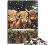 Puzzle natalizio da 2000 pezzi raffigurante una mucca delle Highlands, ideale come regalo per adolescenti, un'offerta impegnativa e difficile da realizzare per tutta la famiglia (70X100cm)