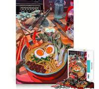 Puzzle Natura morta con ramen e strumenti da artista per adulti, 1000 pezzi, gioco intelligente, tranquillo, con un motivo rilassante da assemblare, (38x26cm)
