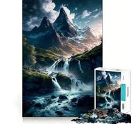 Puzzle naturalistico "Cascata nella foresta",1000 pezzi,gioco di concentrazione mentale,tagli di precisione,bordi lisci,attività coinvolgente per serate tranquille (38x52cm)