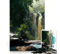 Puzzle naturalistico "Cascata nella foresta",1000 pezzi,gioco di concentrazione mentale,tagli di precisione,bordi lisci,attività rilassante per serate tranquille (38x26cm)