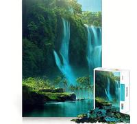 Puzzle naturalistico "Cascata nella foresta" con 1000 pezzi,gioco di concentrazione mentale,tagli di precisione,bordi lisci,gioco di connessione significativa (50x75cm)