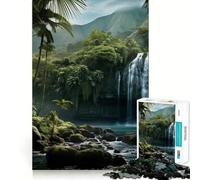 Puzzle naturalistico "Cascata nella foresta" per adulti,1000 pezzi,gioco di memoria,montaggio sicuro e stabile,gioco significativo per costruire connessioni (38x52cm)