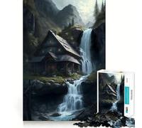 Puzzle naturalistico "Cascata nella foresta" per adulti,1000 pezzi,gioco di memoria,montaggio sicuro e stabile,gioco significativo per costruire connessioni (50x75cm)
