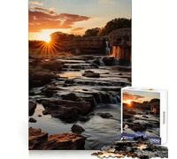 Puzzle naturalistico con cascata al tramonto per ragazzi, 1000 pezzi, ideale per migliorare la memoria, per il tempo libero a casa, con bordi precisi, 38x52cm