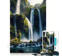 Puzzle naturalistico con cascata nella foresta,1000 pezzi,gioco cognitivo divertente,taglio di alta precisione, alleviare lo stress (38x52cm)