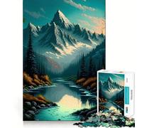 Puzzle naturalistico con cascata nella foresta,1000 pezzi,gioco cognitivo divertente,taglio di alta precisione, alleviare lo stress (38x52cm)