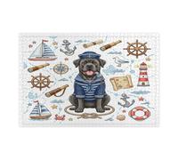 Puzzle nautico con cane corso, blu navy, per adulti, 1000 pezzi, puzzle in legno stampato con percorso estivo per cuccioli, decorazioni per feste di intrattenimento