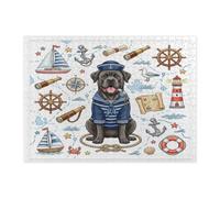 Puzzle nautico con cane corso, blu navy, per adulti, 500 pezzi, puzzle in legno stampato con percorso estivo per cuccioli, decorazioni per feste di intrattenimento